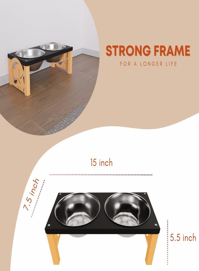 كوجو وعاء طعام COGO Masty للحيوانات الأليفة | وعاءان من الفولاذ المقاوم للصدأ (سعة كل منهما 1000 مل) | أوعية طعام مرتفعة للكلاب والقطط متوسطة وكبيرة الحجم | 5.5 × 7.5 × 15 بوصة | إطار معدني قوي وثابت | اللون: برتقالي - Image 2